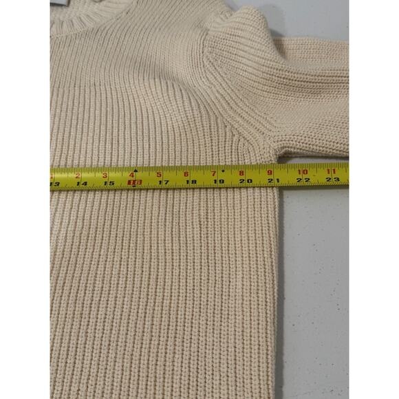 BLDWN Sweater Mens Medium White Minnelli Wool Cotton Chunky Knit Crewneck - Picture 9 of 12